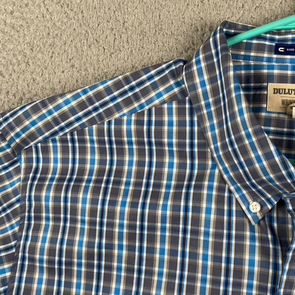 Duluth Trading Wrinkle Free Button Shirt Men's 2XL Blue Plaid Magnaready - Picture 4 of 11